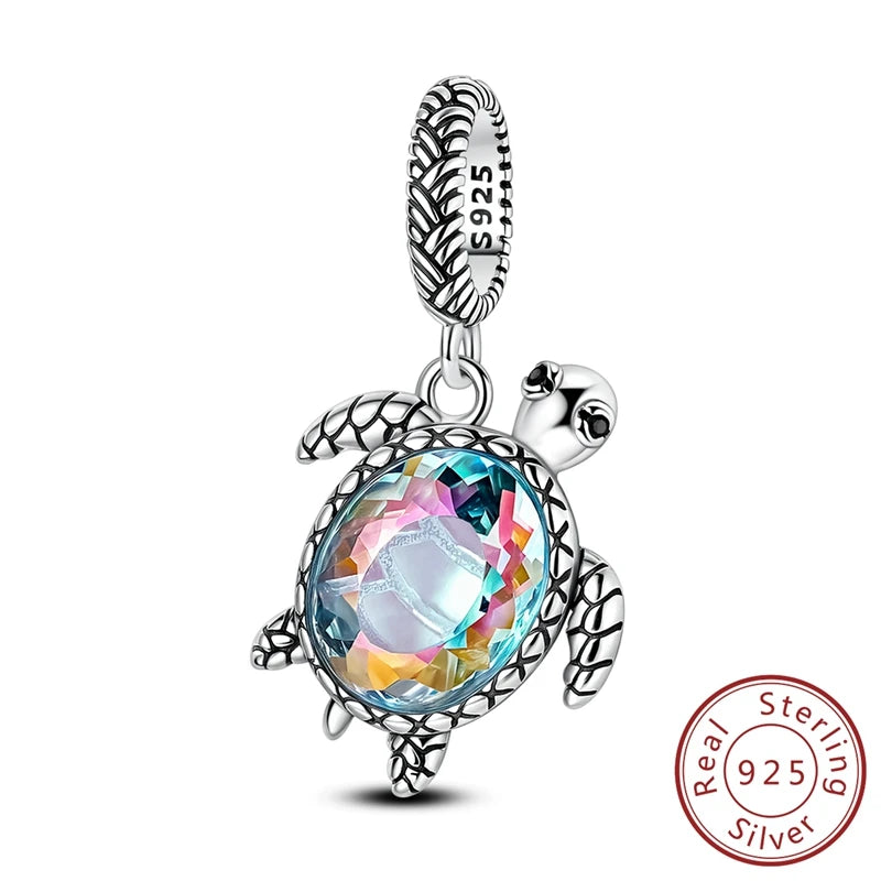 Elegant 925 Sterling Silver Turtle Pendant Beads for Bracelets KSC416