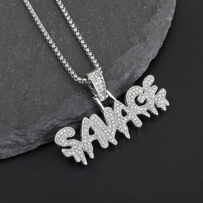 Cubic Zirconia Hip Hop XO Pendant Necklace for Men and Women