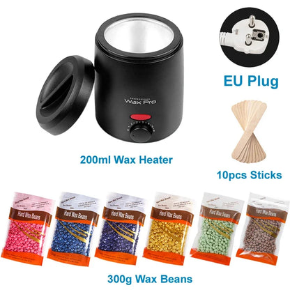 Painless Hair Removal Wax Heater Kit Professional Epilator with Hot Film Hard Wax Beans