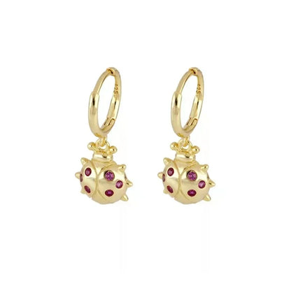 Rose Red Zircon Hoop Earrings for Women Minimalist Dangle Party Jewelry Trend 2025