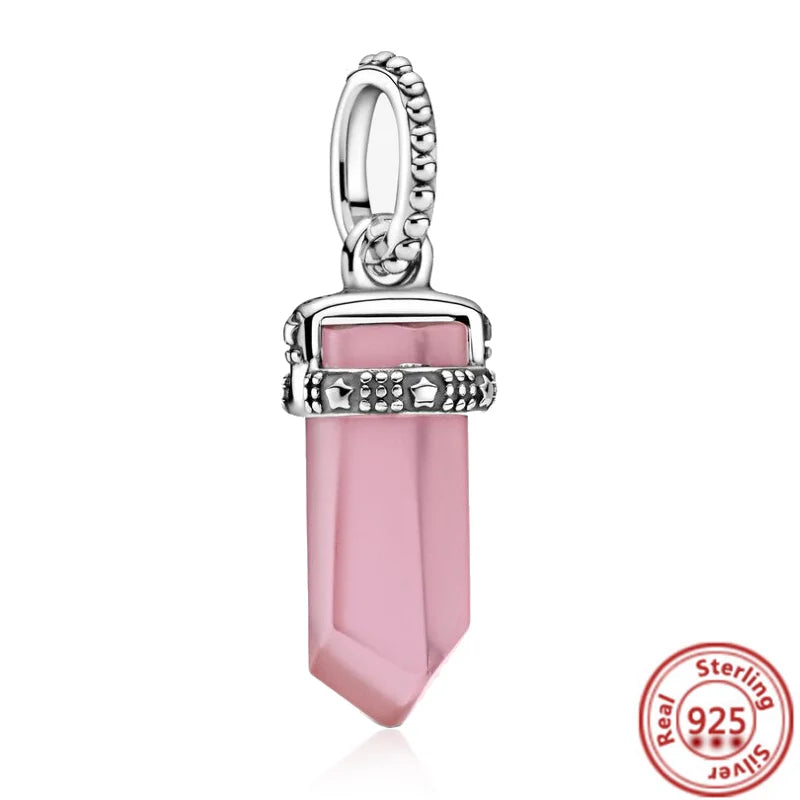 Springtime 925 Silver Pink Flower Ice Cream Charm Pendant for DIY Bracelets Y287