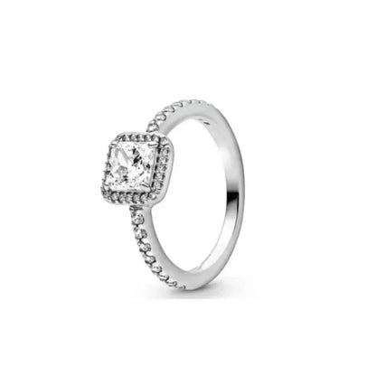 Original 925 Sterling Silver Heart Crown Bow Moon Ring with Colorful Crystal for Women Elegant Fine Jewelry Gift AMR057