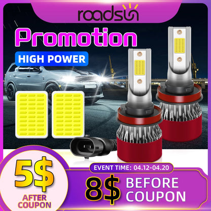 High-Performance H7 LED Headlight Bulbs with COB Chips and Cooling Fan - 6500K Ultra Brightness for Car and Fog Lamps
