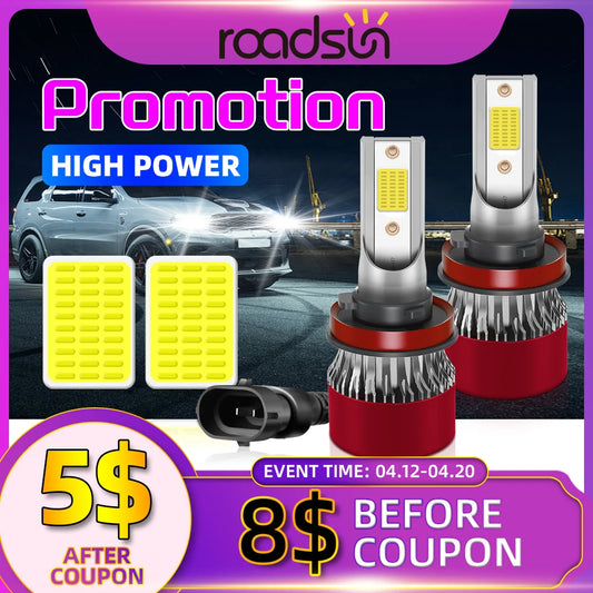 High-Performance H7 LED Headlight Bulbs with COB Chips and Cooling Fan - 6500K Ultra Brightness for Car and Fog Lamps