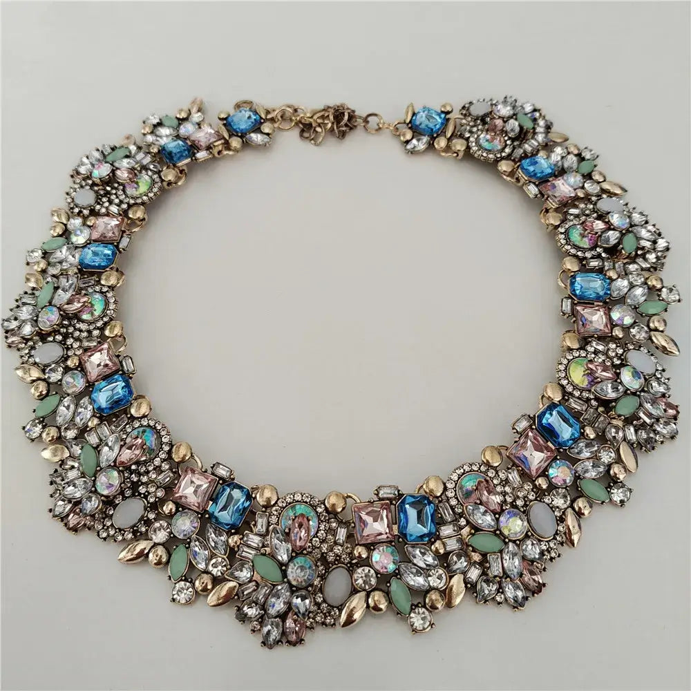 Indian Ethnic Crystal Rhinestone Necklace Earrings Set for Bridal 2024 Colorful