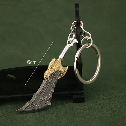 Mini God of War Kratos Blade of Chaos Keychain Metal Model for Men Party Jewelry