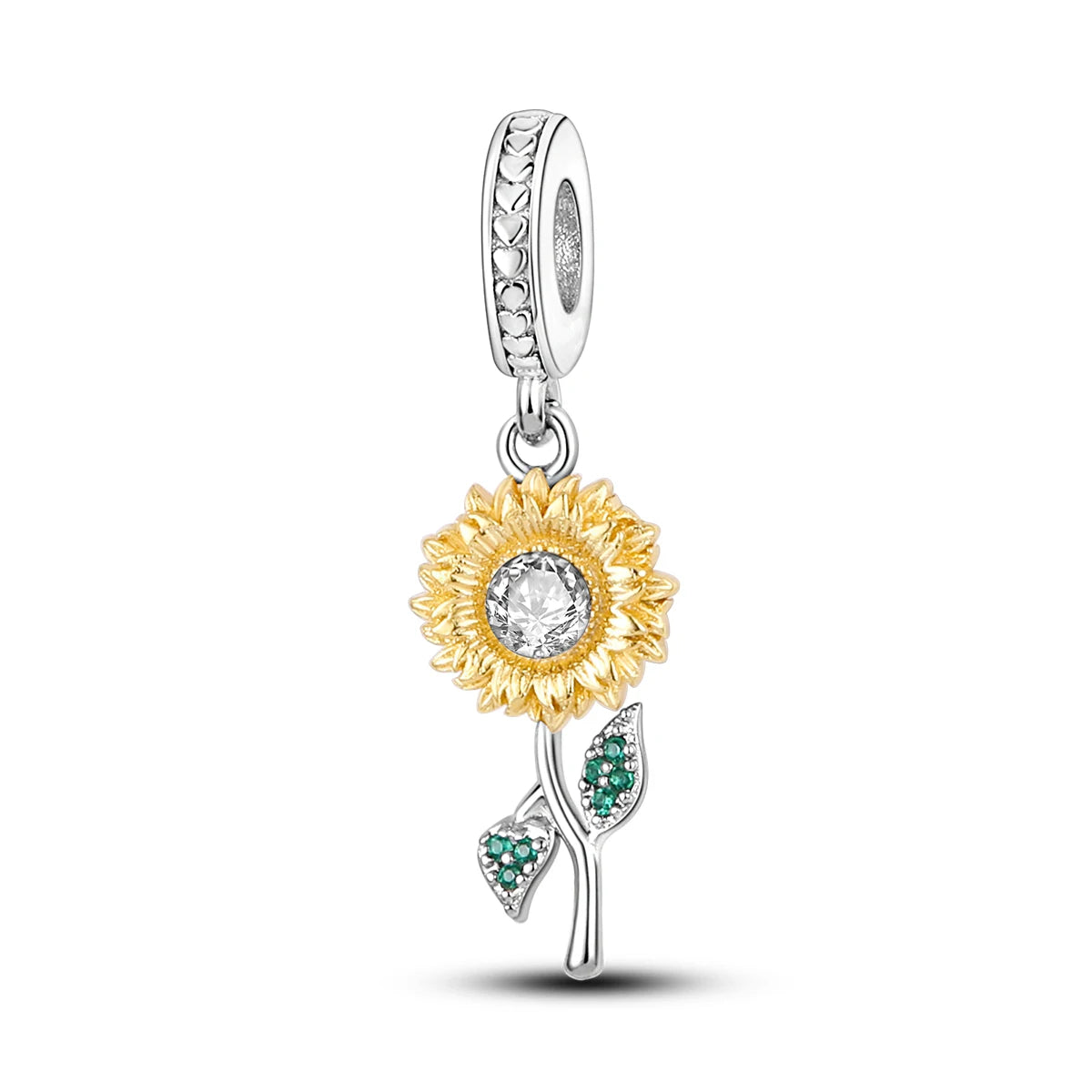 Silver Plated Travel Sunflower Lucky Charms Dangle Pendant Fit Original Pandora Bracelet DIY KTC183