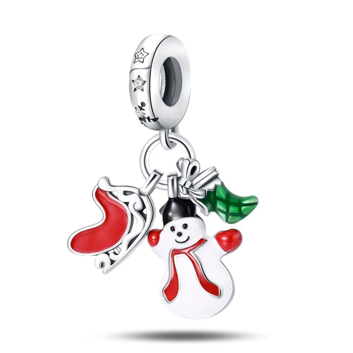 2025 Sterling Silver Christmas Charm Beads for Bracelets and Pendants STC447