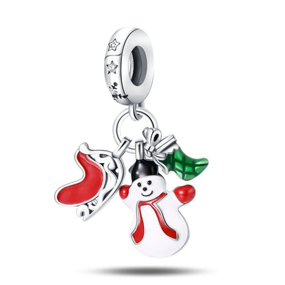 2025 Sterling Silver Christmas Charm Beads for Bracelets and Pendants STC447