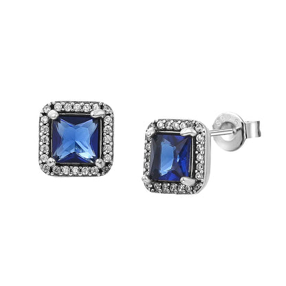 Heart Series Sterling Silver Stud Earrings with Colorful Zircon Stones for Women Fashion