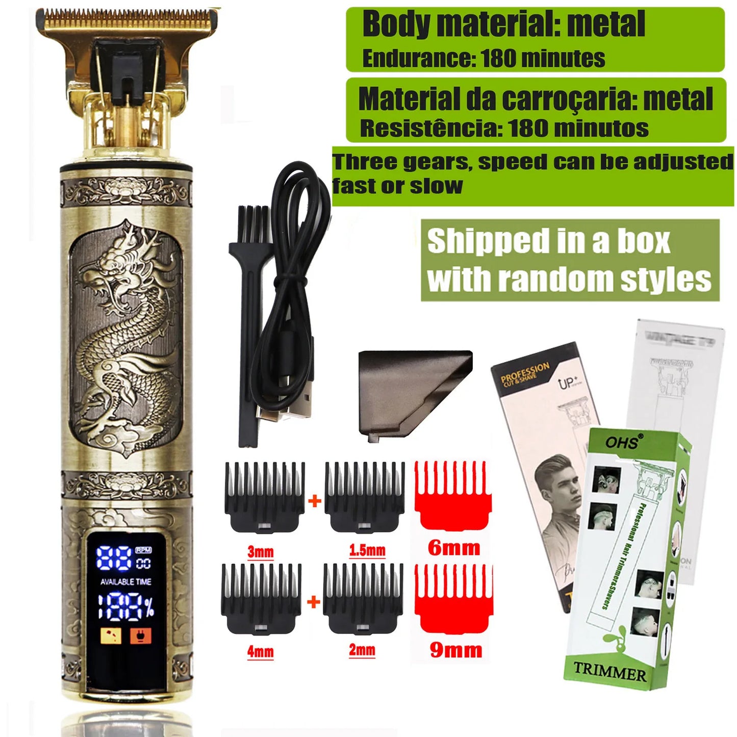 OHS T9 Cordless Electric Hair Clipper and Shaver for Men Fast Charging Floating Head Trimmer Waterproof Razor for Home and Travel