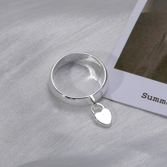 Sterling Silver Heart Lock Couple Rings for Love and Romance - Wedding and Holiday Gift