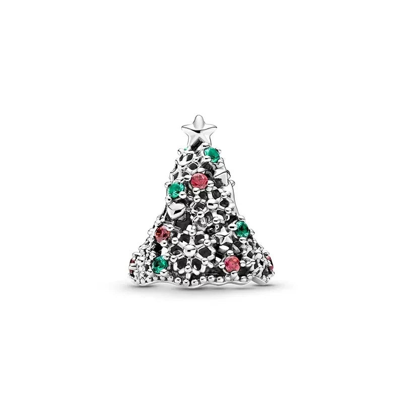 DIY Christmas Charm Bracelet with Santa Reindeer Snowman Tree Train Beads in Silver 925 YY0352