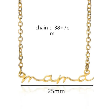 Mama Letters Pendant Necklace for Women Gold Stainless Steel Clavicle Chain Choker Fashion Jewelry Gift for Moms