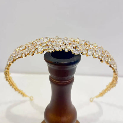 ASNORA Luxury Crystal Bridal Headband Silver Wedding Crown Elegant Hair Accessories for Bridesmaids