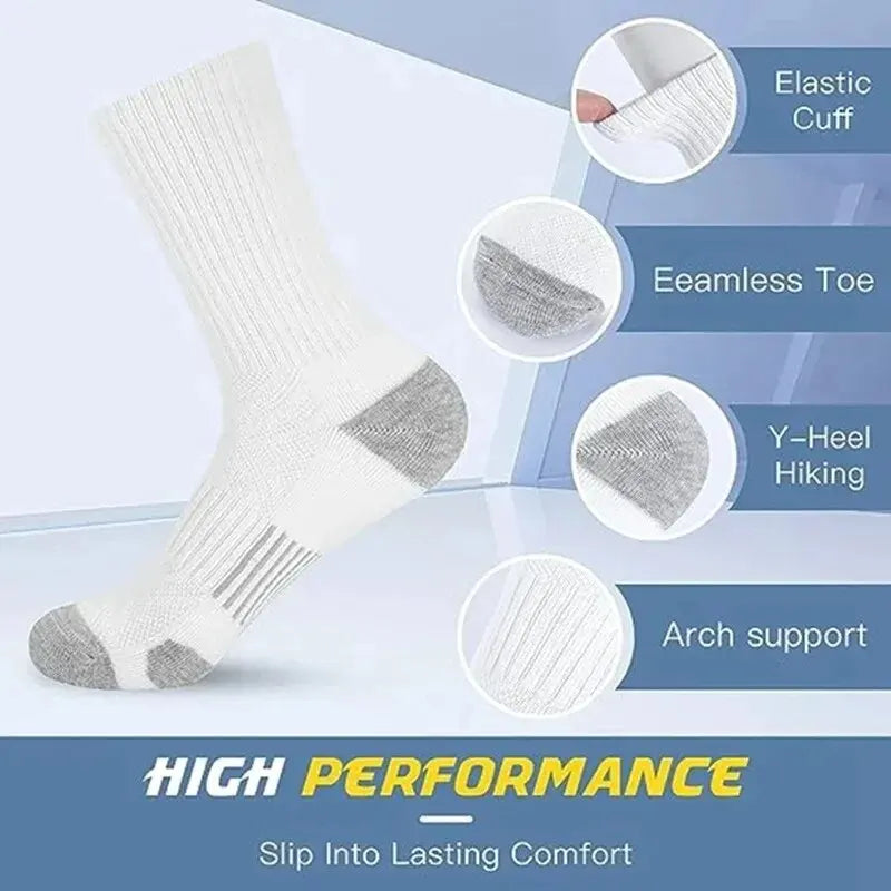 6 or 12 Pairs Men's Outdoor Gym Socks Soft Comfortable Ground-Grip Football Crew Socks Large Size