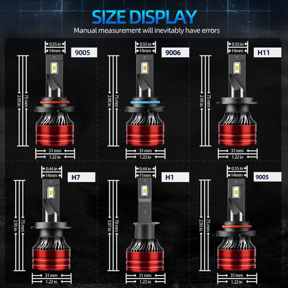 Ultra-Bright 600000 Lumens H4 H1 H11 LED Headlight Bulbs 6500K Turbo 7535 CSP for All Cars