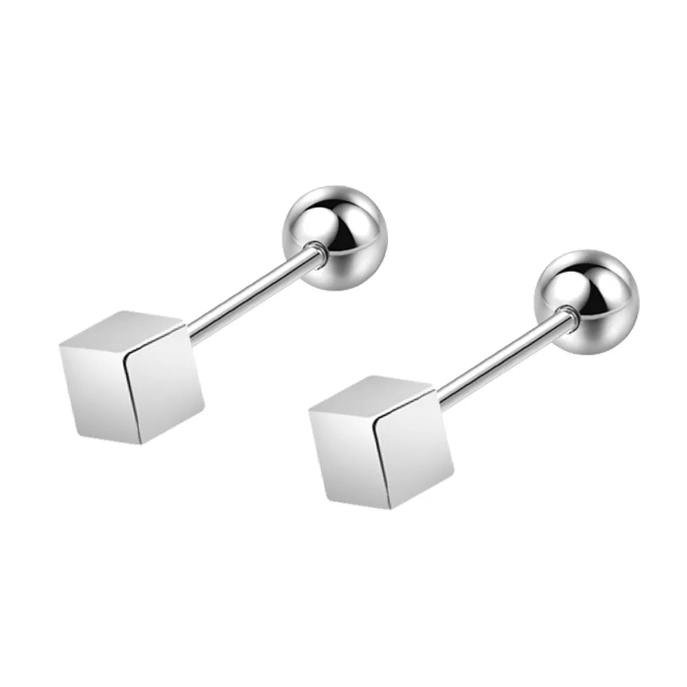 Elegant 925 Sterling Silver Star Cube Stud Earrings for Women by GaaBou