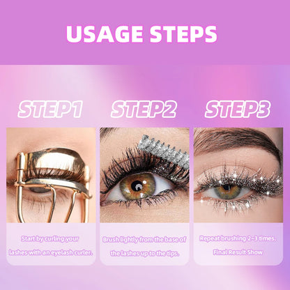 Diamond Mascara with Shining Galaxy Sequins for Thick Curling Glitter Eyelashes Quick Dry and Sweat Proof Shimmer Makeup