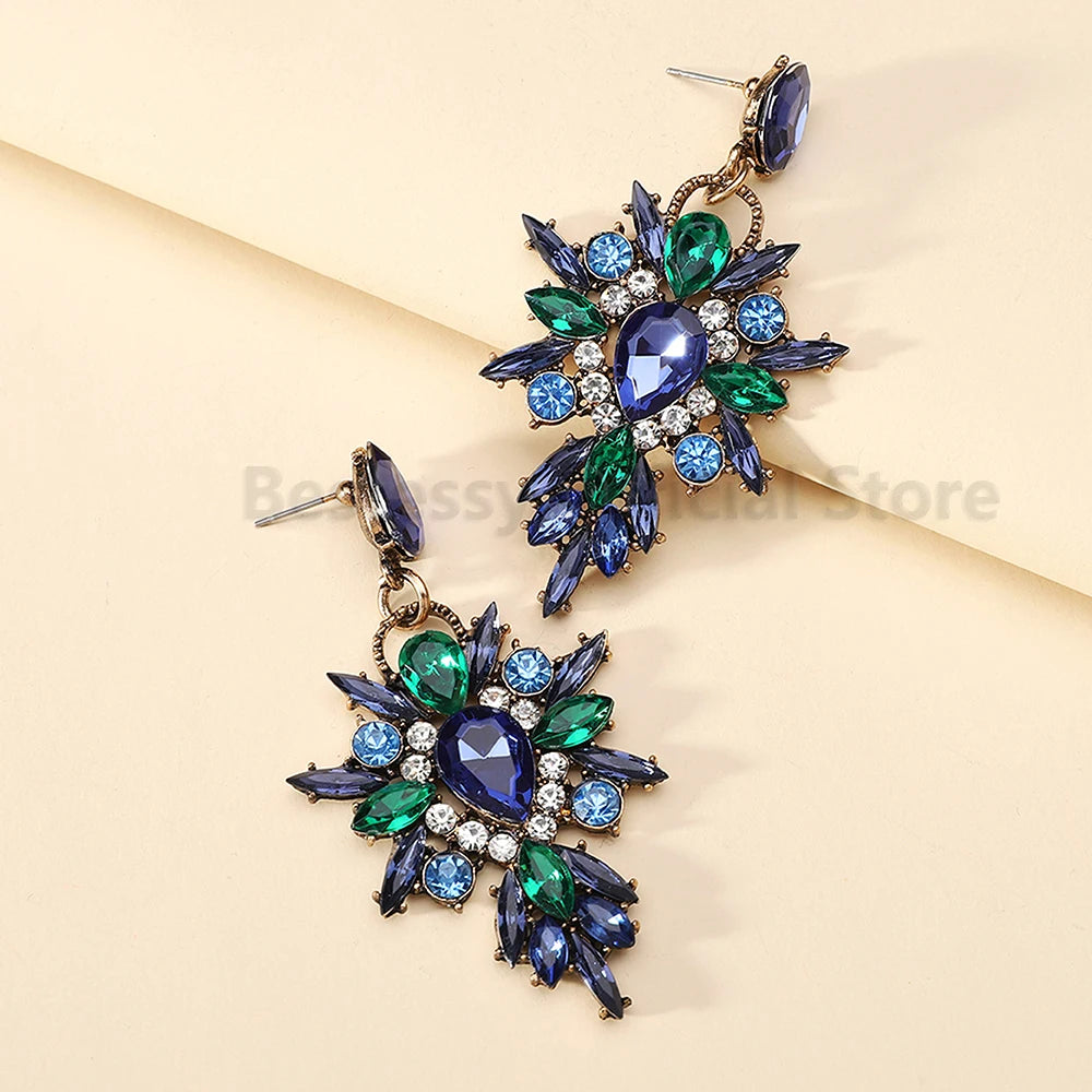 Elegant Rhinestone Drop Earrings for Women - Luxury Chandelier Design for Weddings and Parties