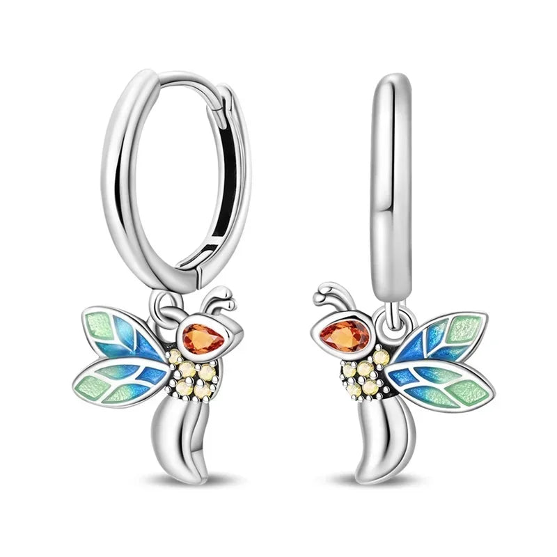 925 Sterling Silver Gold Hoop Earrings Halloween Pumpkin Skull Christmas Tree Zircon Studs for Women DIY Jewelry