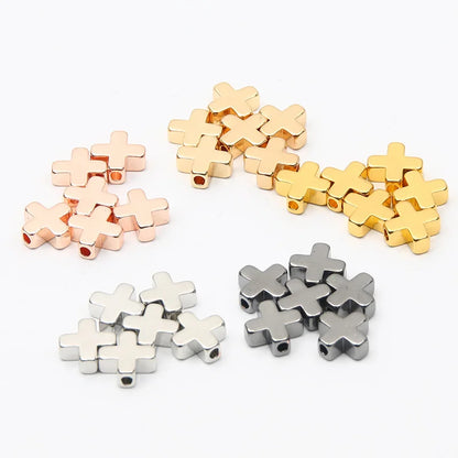 Gold Color Copper Cross Beads Set for DIY Jewelry Making and Accessories