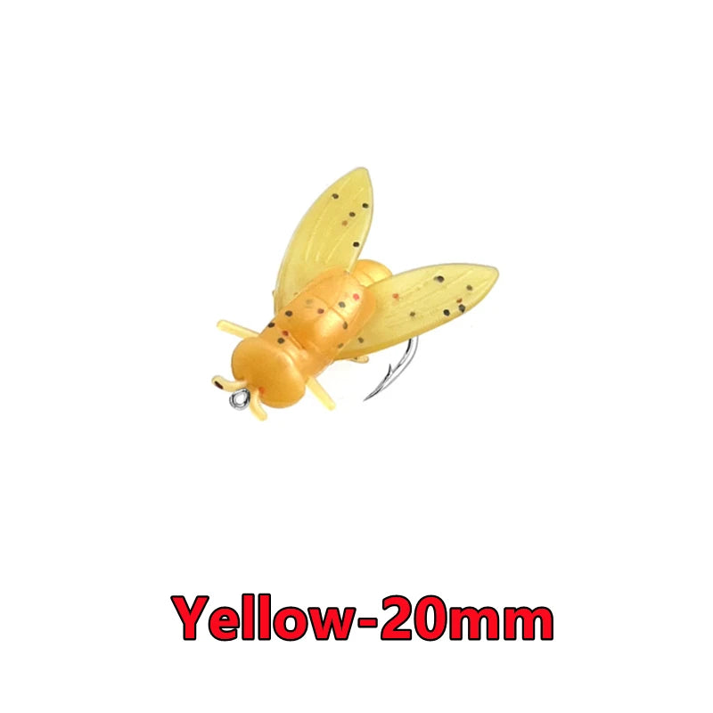 New 50-10PCS Mini Bionic Fly Fishing Bait For Salmon Trout Brown-20mm 10PCS