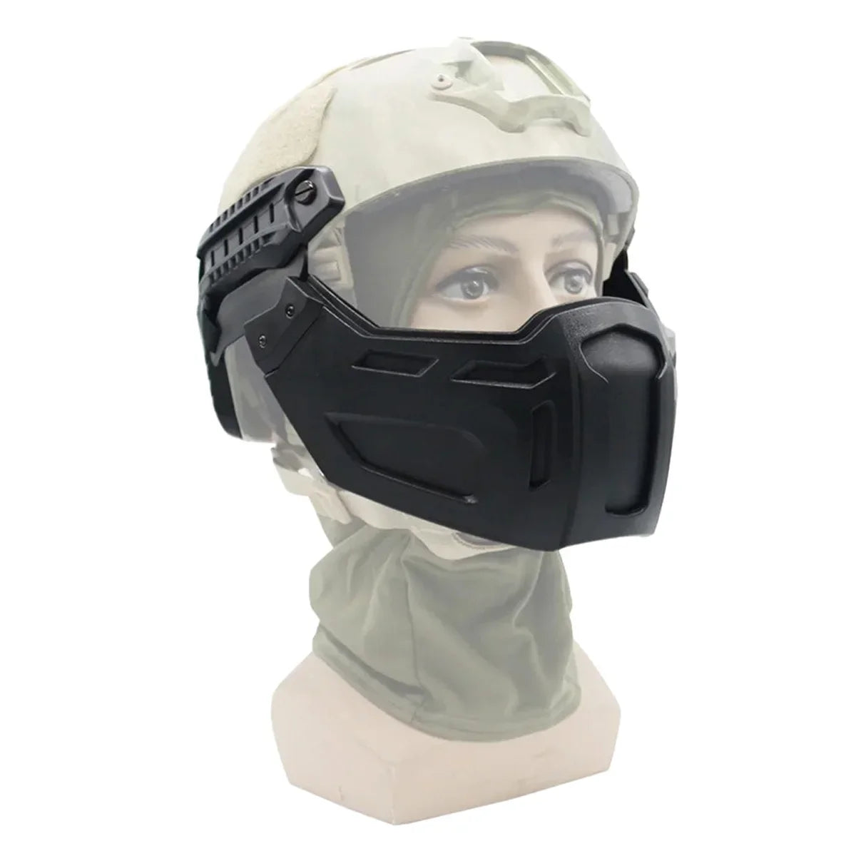 New Tactical FAST Helmet Half Face Mask With Flip Goggles