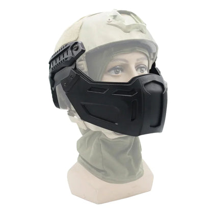 New Tactical FAST Helmet Half Face Mask With Flip Goggles