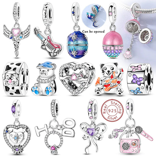 Sterling Silver Charms Set for DIY Pendant Bracelets Creative Jewelry Collection