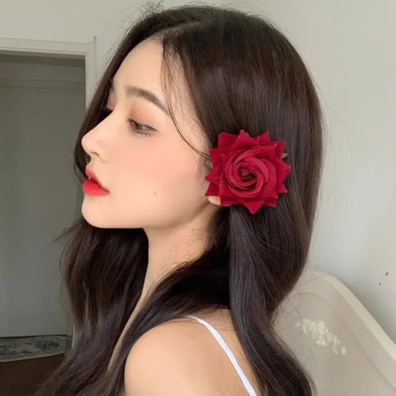 Elegant Rose Flower U-Shaped Hairpins for Wedding Brides and Women