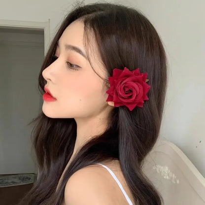 Elegant Rose Flower U-Shaped Hairpins for Wedding Brides and Women