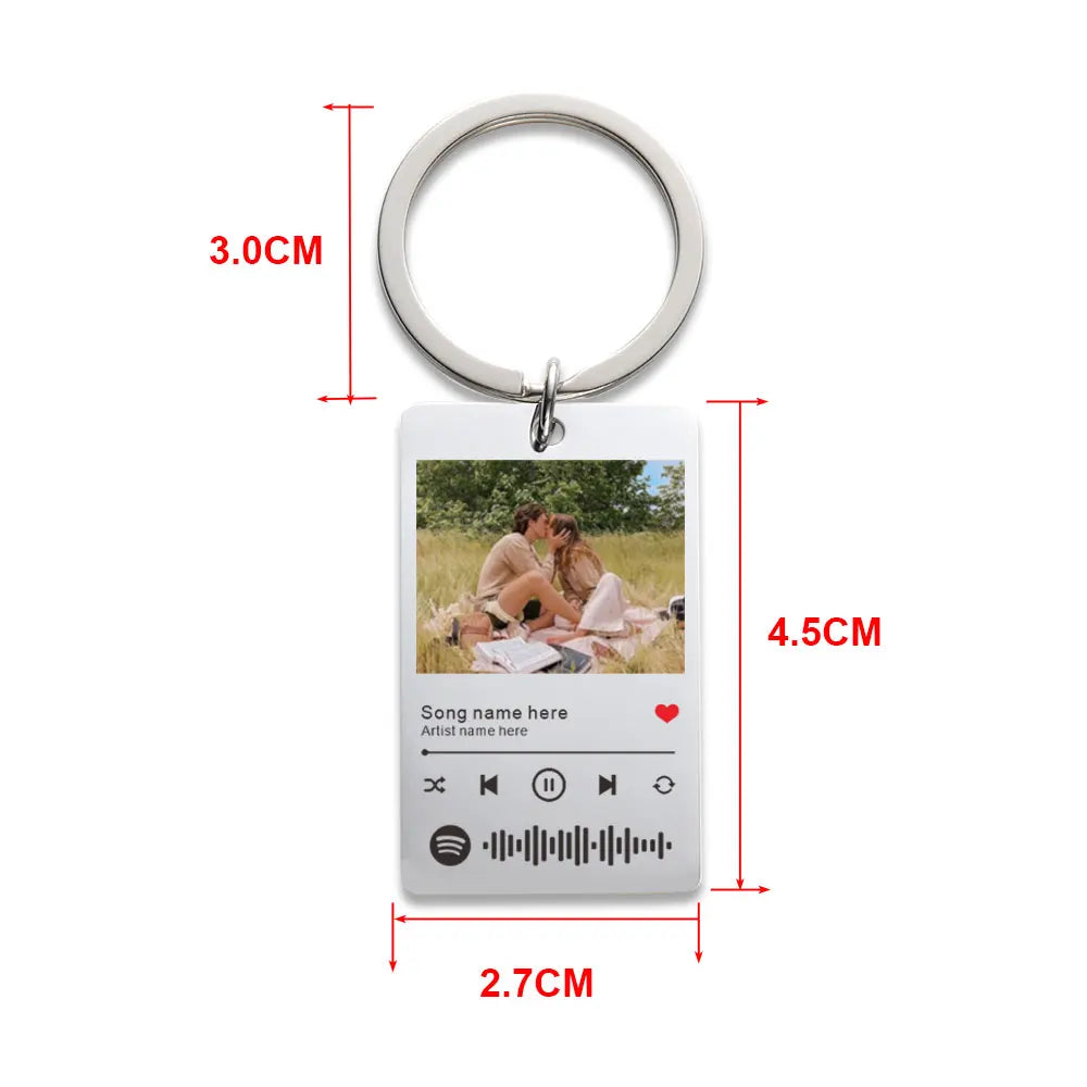 Customized Music Photo Keychain Gift for Birthdays, Anniversaries, and Valentine's Day