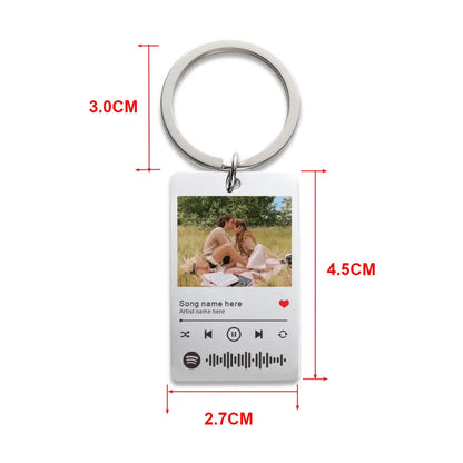 Customized Music Photo Keychain Gift for Birthdays, Anniversaries, and Valentine's Day