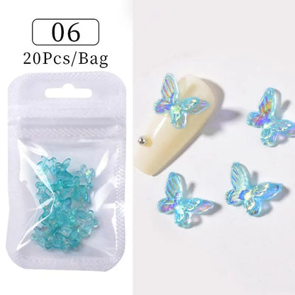 Kawaii Lollypop 3D Nail Art Charms Set with Resin Butterfly and Bear Rhinestones
