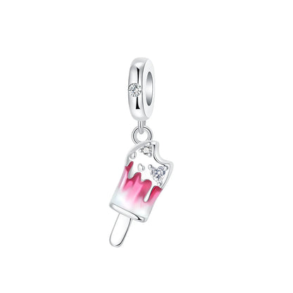 925 Sterling Silver Summer Charms Beads Ice Cream Fruit Candy Cake Zircon DIY Jewelry for Necklace and Bracelet Gifts
