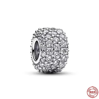 925 Sterling Silver Charms Set Moon Stars Sun Flower Heart Zircon Beads for DIY Jewelry and Gifts