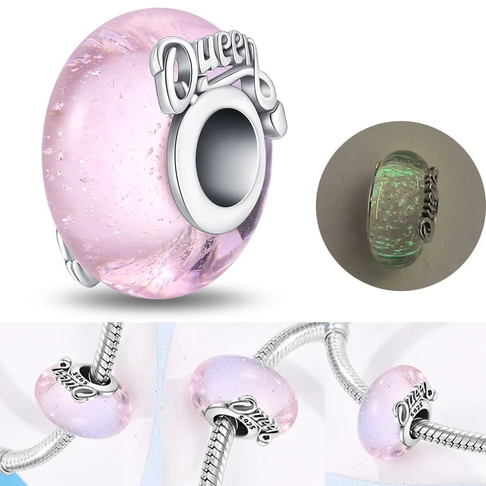 Colorful Flower Murano Glass Charm 925 Sterling Silver Top Rated DIY Jewelry for Bracelets and Necklaces LLZ047