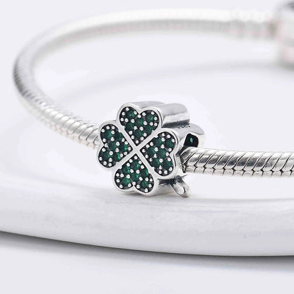 Sterling Silver Four-Leaf Clover Charm Bracelet for Women