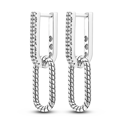 925 Silver Geometric Hoop Earrings for Women with Zircon Moon and Heart Design Fashion Jewelry Gift
