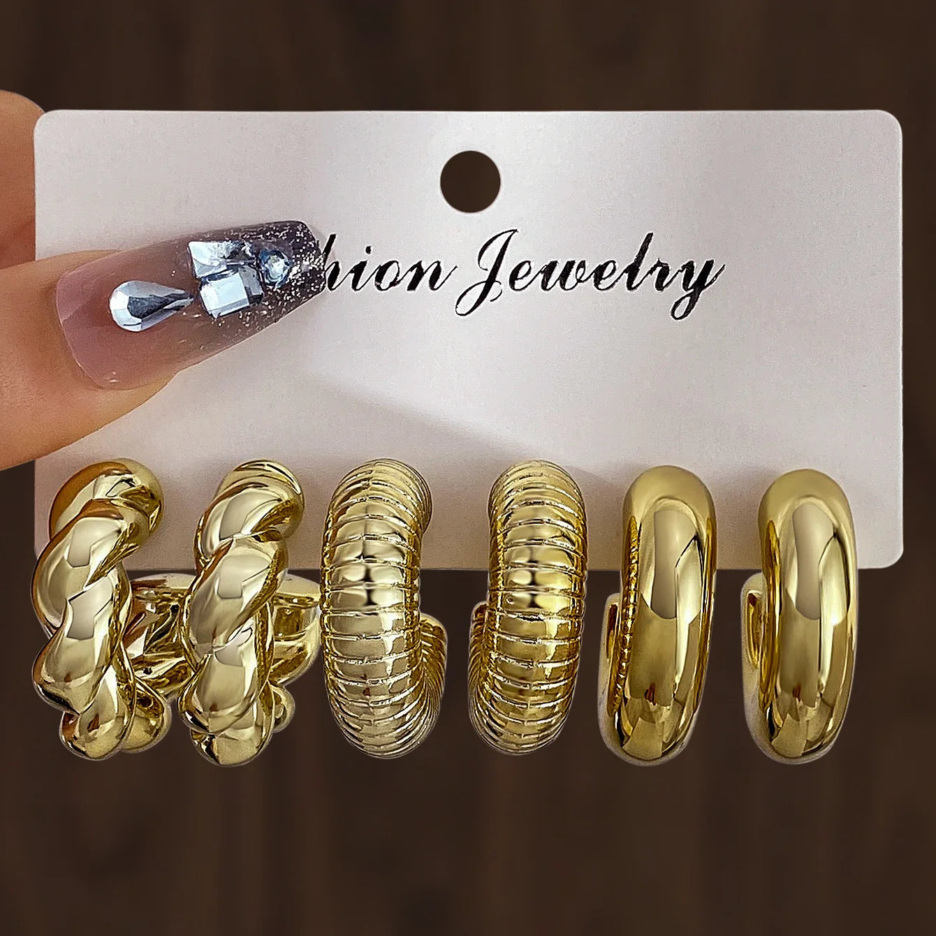 6 Piece Stainless Steel Waterdrop Hoop Earring Set for Women Minimalist Smooth Circle Design