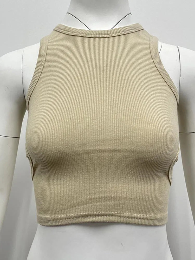 Dozw Women Solid Color Sleeveless Knit Top With Side Cutout