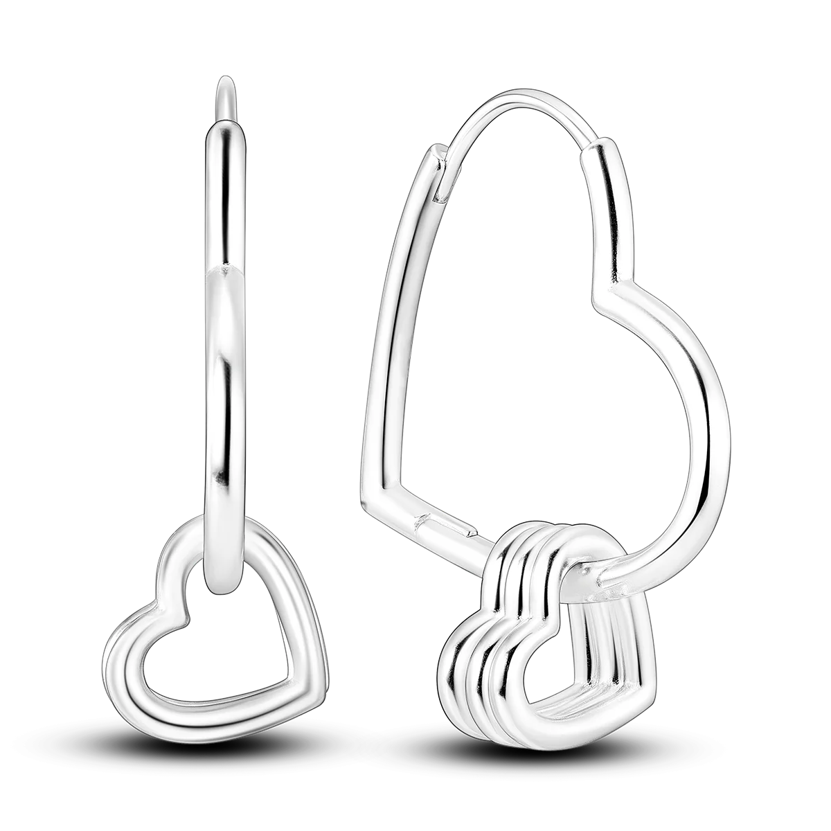 925 Silver Geometric Hoop Earrings for Women with Zircon Moon and Heart Design Fashion Jewelry Gift