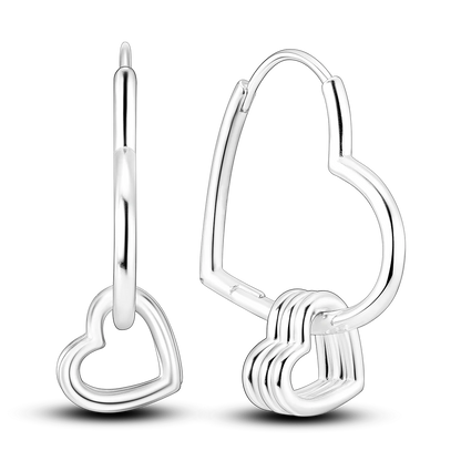 925 Silver Geometric Hoop Earrings for Women with Zircon Moon and Heart Design Fashion Jewelry Gift