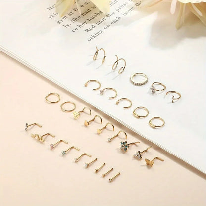 Bobisty Surgical Steel L Shaped Nose Ring Set Hypoallergenic Fashion Jewelry for Men and Women
