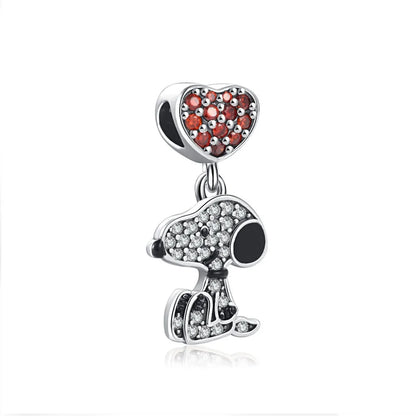 Sterling Silver Paw Print and Bone Charm Bead for Pet Bracelet Jewelry B2329