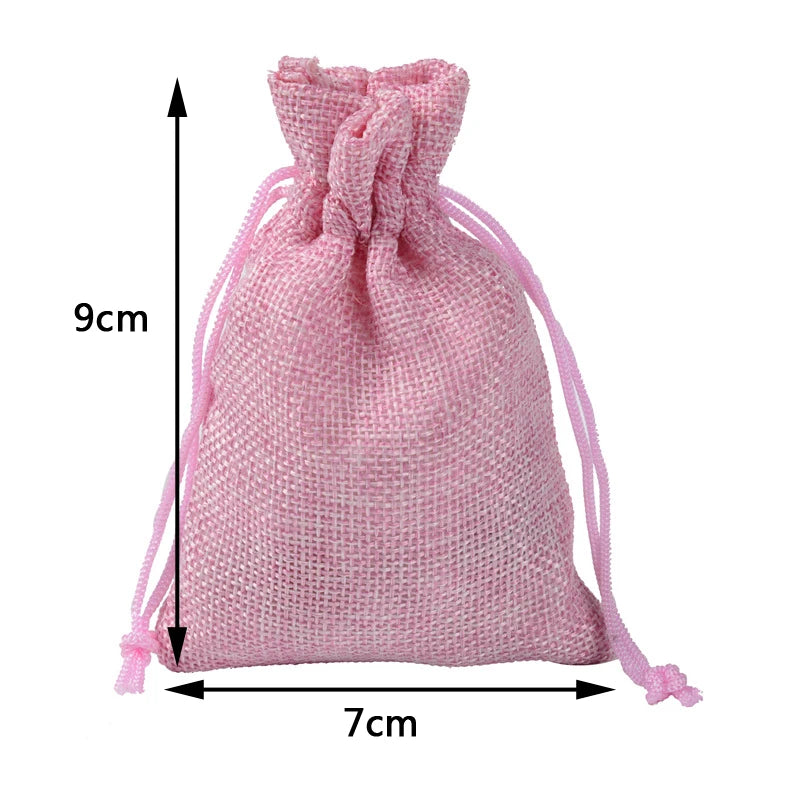 Colorful Cotton Jute Gift Pouches Set of 50 - Customizable Storage Bags for Jewelry and Accessories