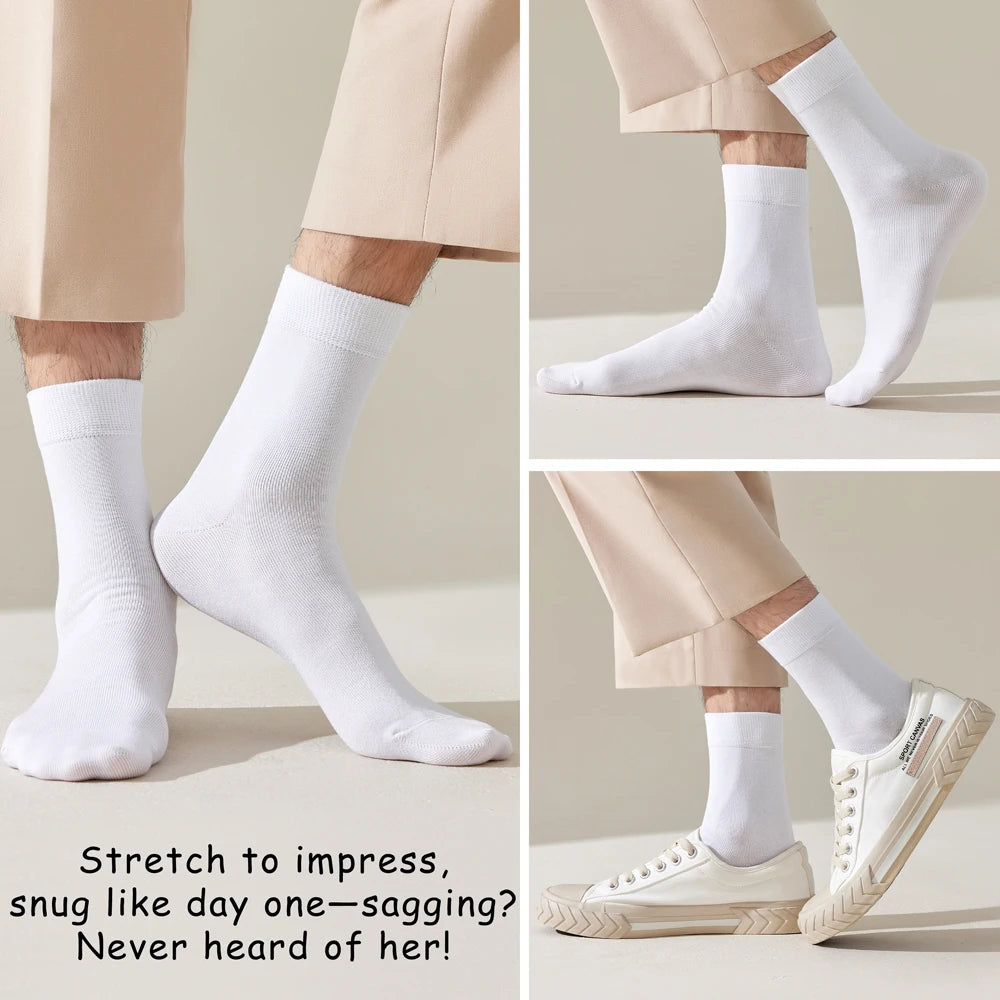5 Pairs Bamboo Crew Socks Men Anti Odor Lightweight Non Slip