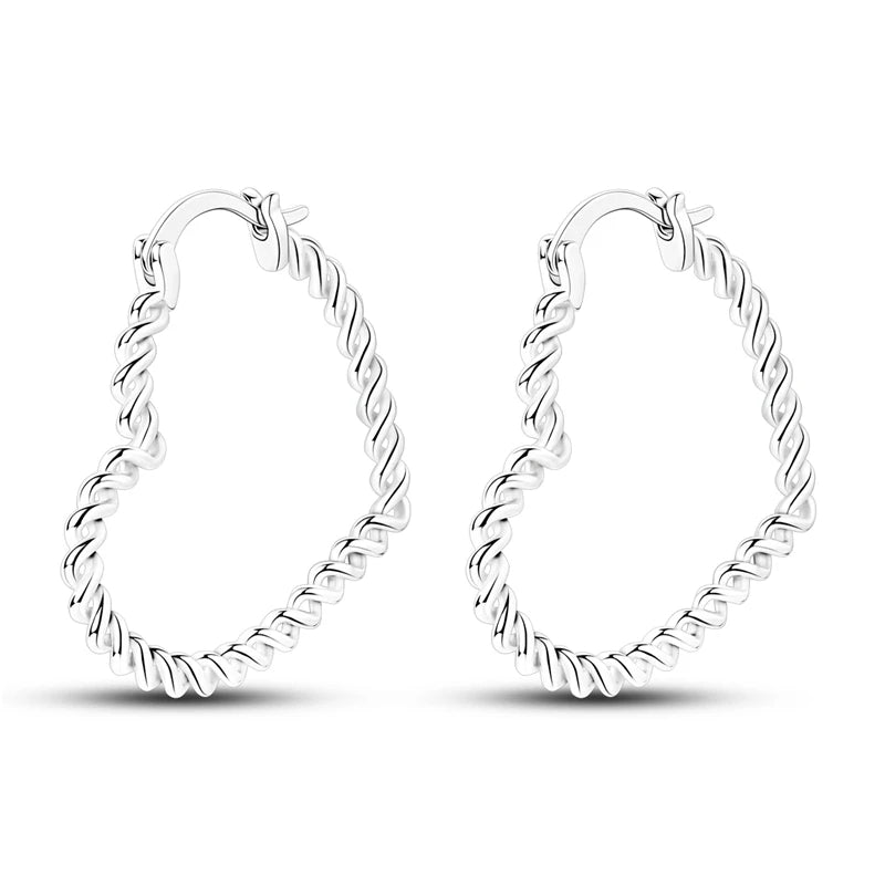925 Sterling Silver Zirconia Hoop Earrings for Women Engagement Birthday Gift KTE445