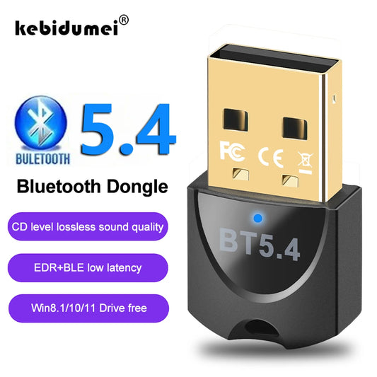 Bluetooth 5.4 USB Wireless Adapter for PC Wireless Mouse Keyboard Audio Receiver Dongle